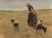 Max Liebermann Woman with Goats oil painting